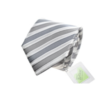 Slim Silver & White Silk Pinoti Tie 23201