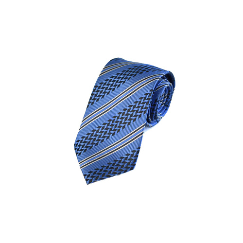 10026 Blue & Black Striped Herringbone Silk Tie 