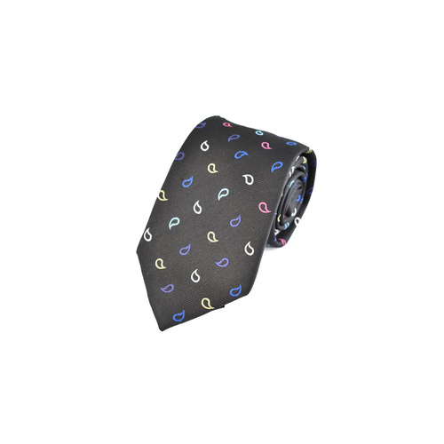 10043 Black Multicolour Paisley Silk Tie 