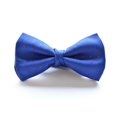Royal Blue Red Silk Spotted Bowtie
