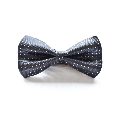 Charcoal White Silk Spotted Bowtie
