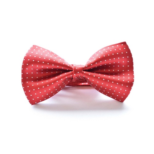 Bright Red White Silk Spotted Bowtie