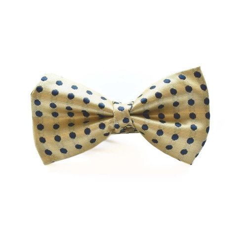 Gold Navy Silk Spotted Bowtie
