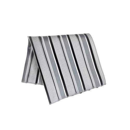Silver & Black Striped Silk Pocket Square