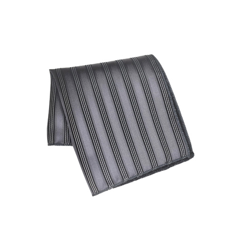 Gunmetal Striped Silk Pocket Square