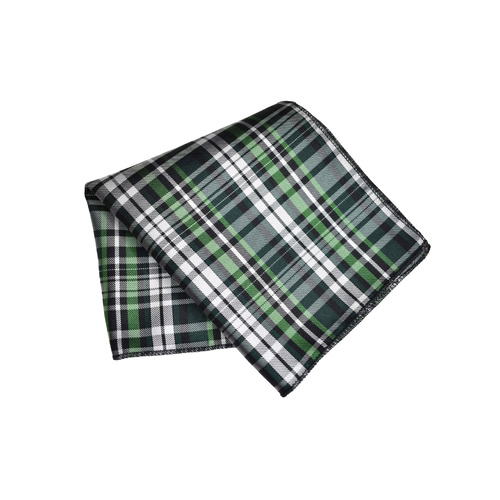 Black & Green Checked Silk Pocket Square