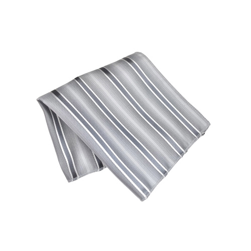 Silver Striped Silk Pocket Square