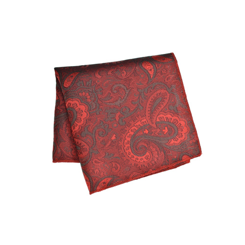 Red Paisley Silk Pocket Square