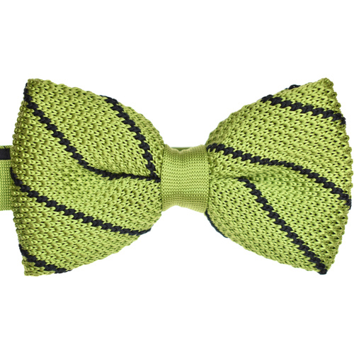 Olive & Black Striped Knitted Bowtie