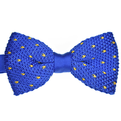 Royal & Gold Spotted Knitted Bowtie