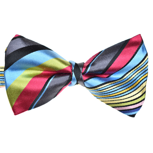 Multicolour Stripe Silk Bow