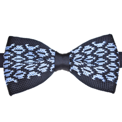 Navy & Sky Patterned Knitted Bowtie