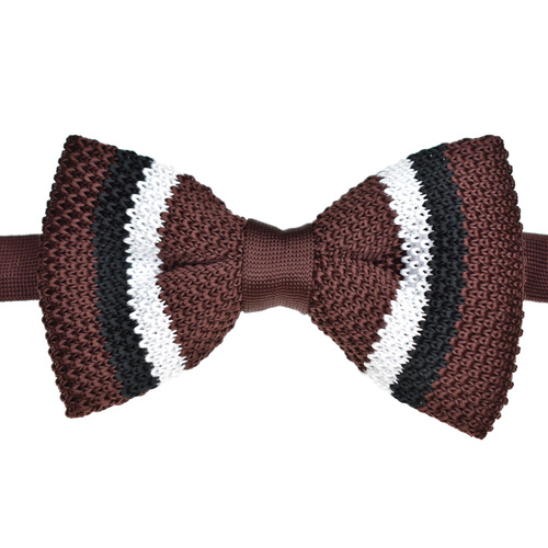 Chocolate & Black Striped Knitted Bowtie