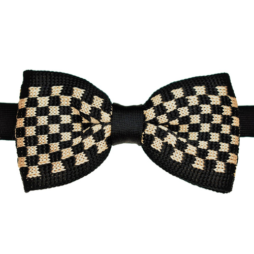 Black Check Knitted Bowtie