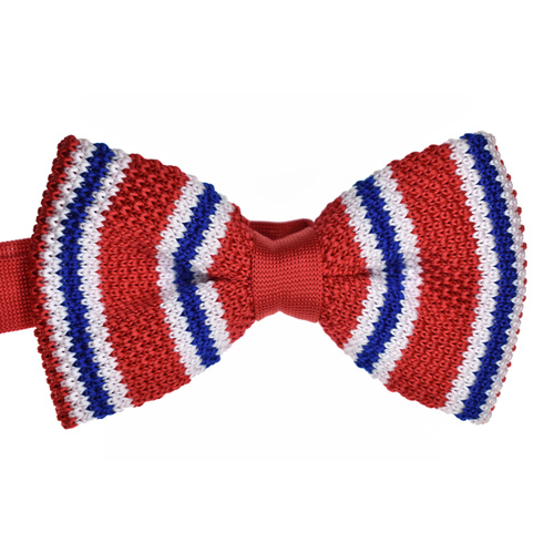 Red & White Striped Knitted Bowtie