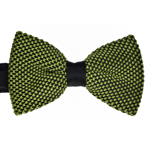 Black & Lime Spotted Knitted Bowtie