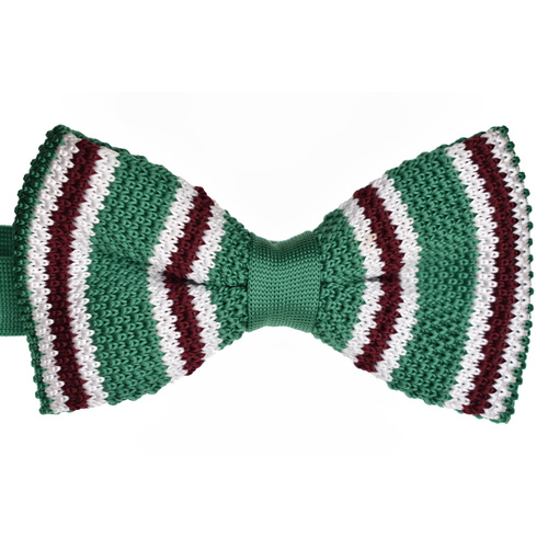 Green & Mocha Striped Knitted Bowtie