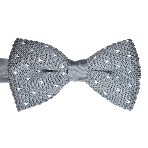 Grey Spotted Knitted Bowtie