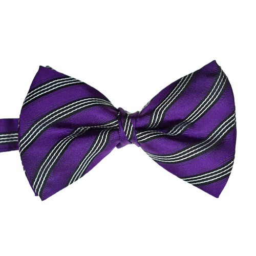 Purple Striped Silk Bowtie