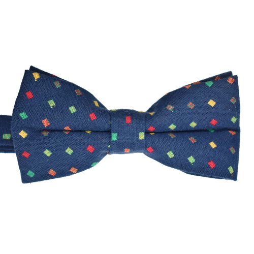 Navy Spotted Cotton Bowtie
