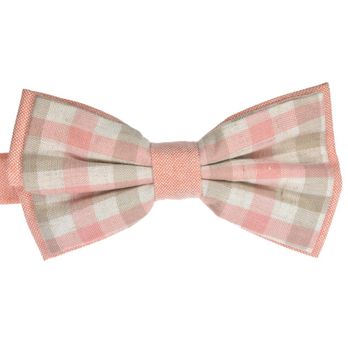 Pink Checked Cotton Bowtie