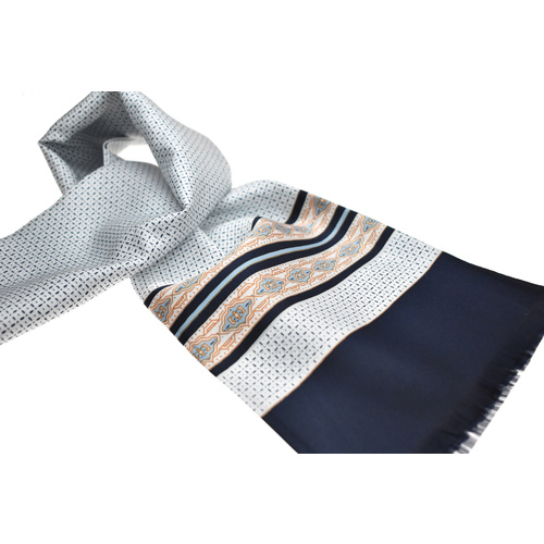 Navy Squares and Aztec Trim Scarf