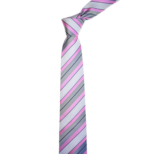 Striped Pink Silk Tie
