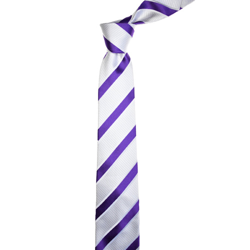 Striped Purple Silk Tie