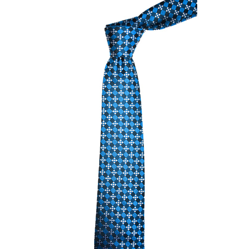 Checkered Blue Silk Tie
