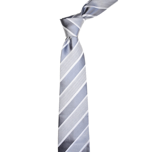 Striped Silver Silk Tie