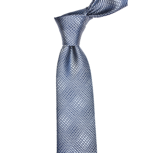 Checkered Silver Silk Tie 