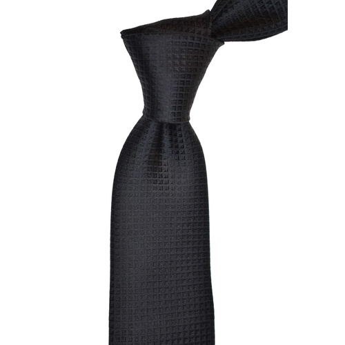 Geometric Black Silk Tie 