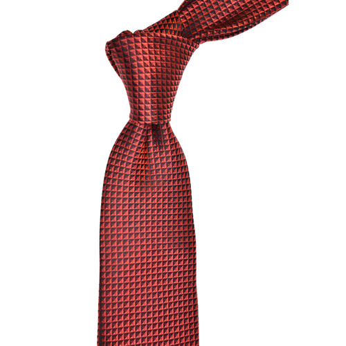 Geometric Red Silk Tie 