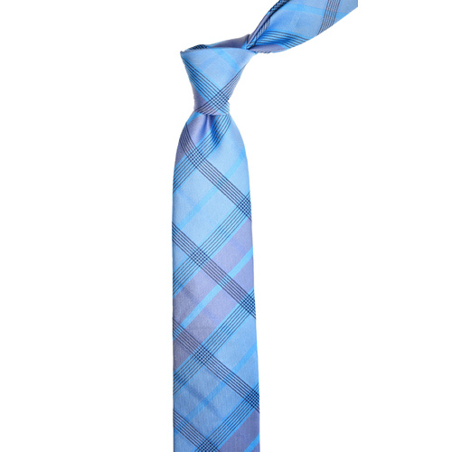 Checkered Sky Blue Silk Tie