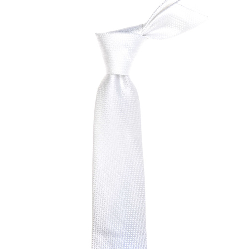 Geometric White Silk Tie 