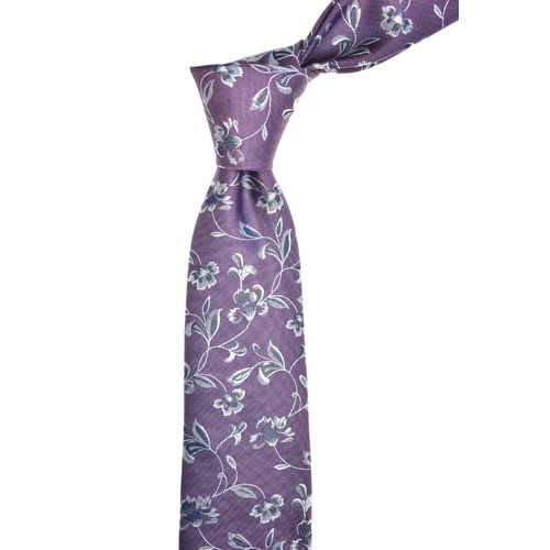 Floral Purple Silk Tie 