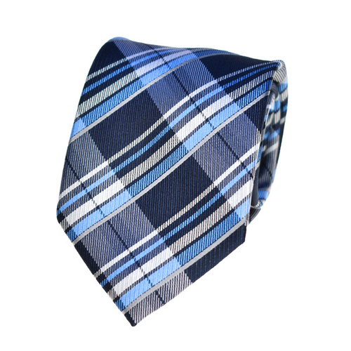 Checkered Navy Silk Tie 