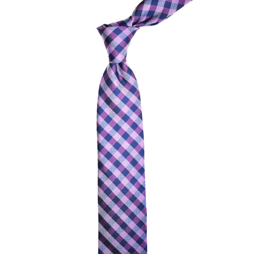 Checkered Purple Silk Tie