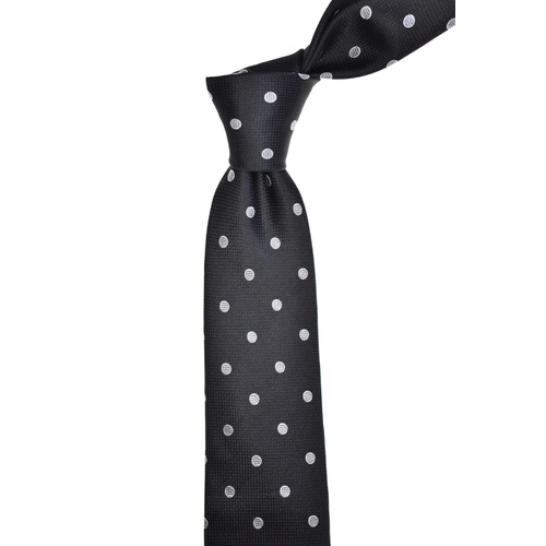 Polka Dots Black Silk Tie 
