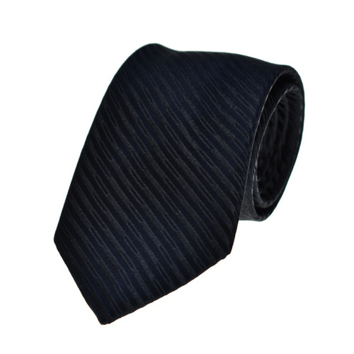 Striped Black Silk Tie 
