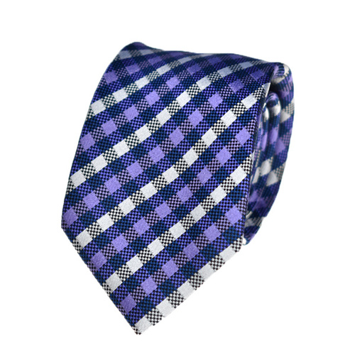 Checkered Purple Silk Tie 