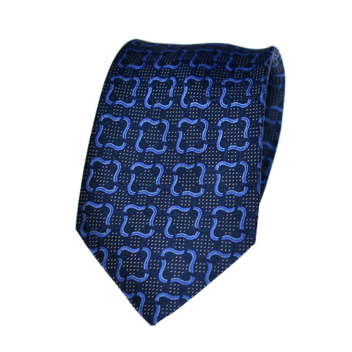 Geometric Blue Silk Tie 
