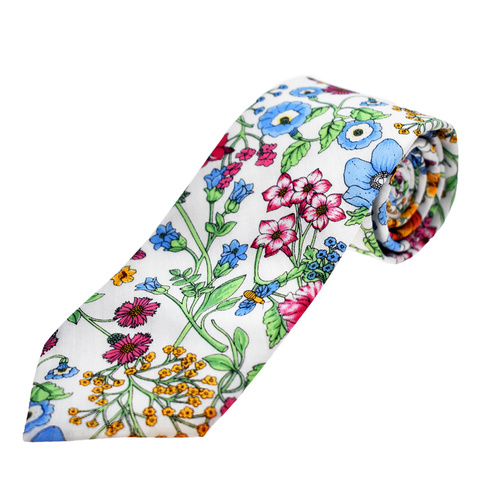 Botanica White Floral Tie