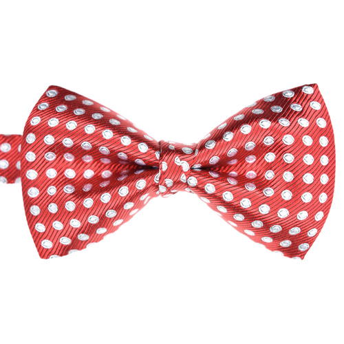 Red & White Spotted Silk Bowtie 